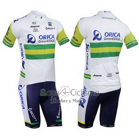 Orica Verdeedge Ropa Ciclismo Culotte Corto 2013 Mangas Cortas Blanco